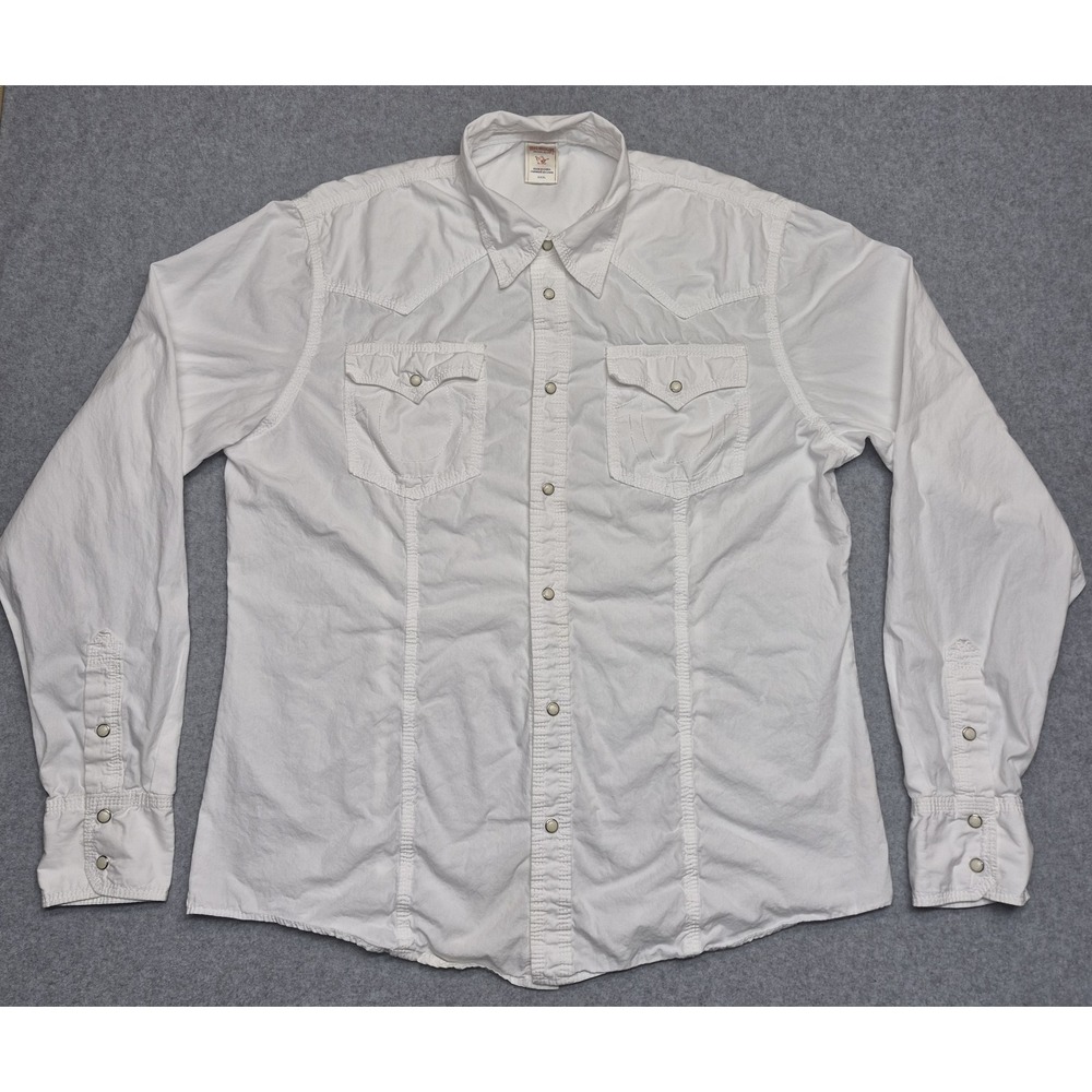 True Religion Shirt Mens 3XL White Pearl Snap Western Long Sleeve 100% Cotton